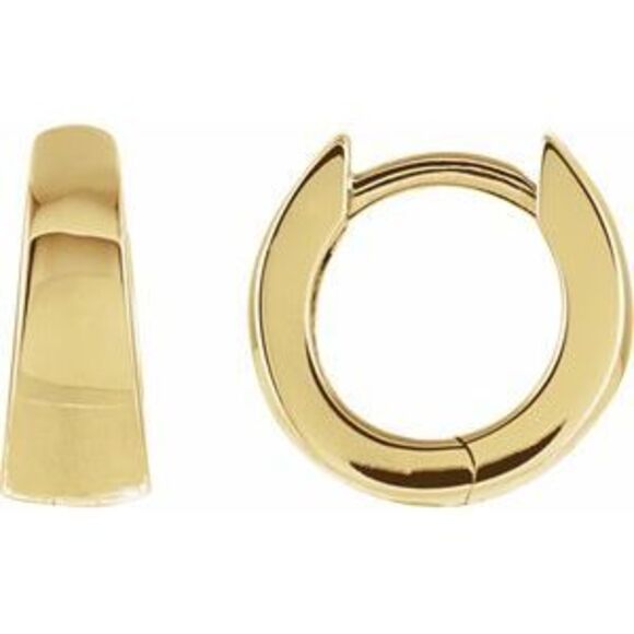 Kazi Luxury 14K Yellow Gold Tapered Huggie Earrings for Gift - 10.25mm